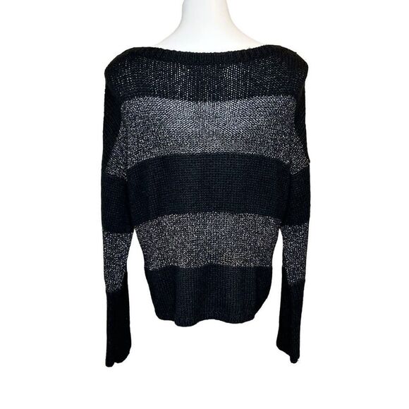 Loft black and metallic silver striped wool blend sweater size XL - Picture 8 of 16